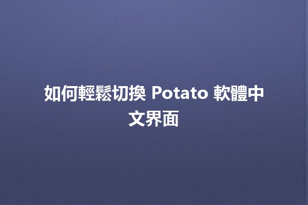 如何輕鬆切換 Potato 軟體中文界面🖥️✨