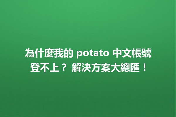 為什麼我的 potato 中文帳號登不上？🔒✨ 解決方案大總匯！