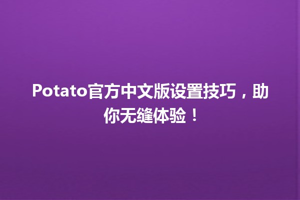 🥔 Potato官方中文版设置技巧，助你无缝体验！