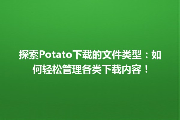 📥 探索Potato下载的文件类型：如何轻松管理各类下载内容！