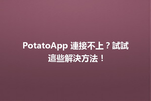 PotatoApp 連接不上？試試這些解決方法！🛠️