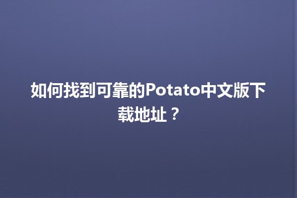 🍟 如何找到可靠的Potato中文版下载地址？