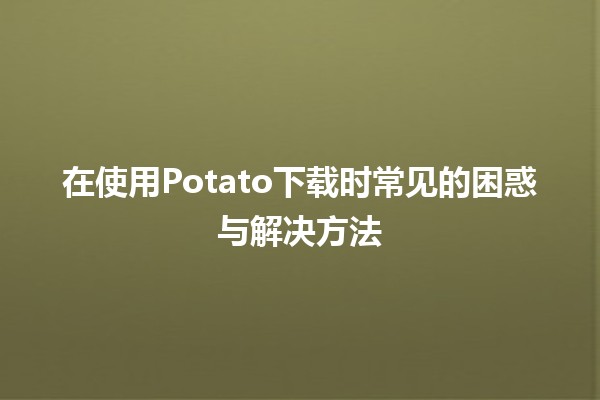 🥔 在使用Potato下载时常见的困惑与解决方法