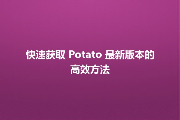 🎉 快速获取 Potato 最新版本的高效方法 🚀