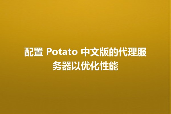 配置 Potato 中文版的代理服务器以优化性能🚀