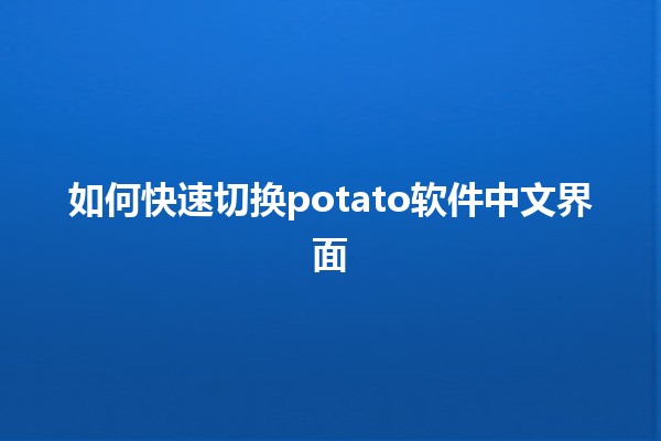 如何快速切换potato软件中文界面🖥️➡️🇨🇳