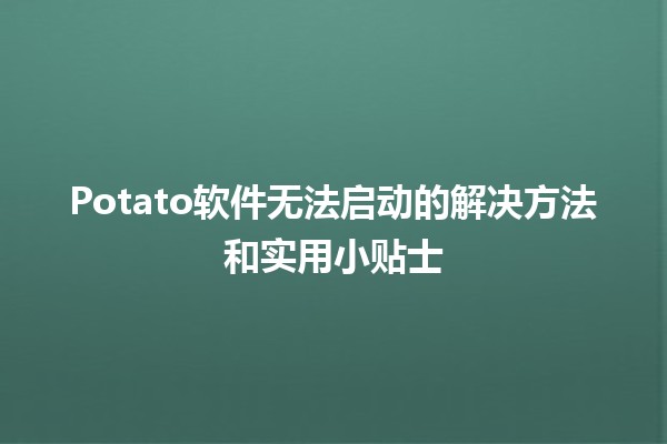 🎮 Potato软件无法启动的解决方法和实用小贴士