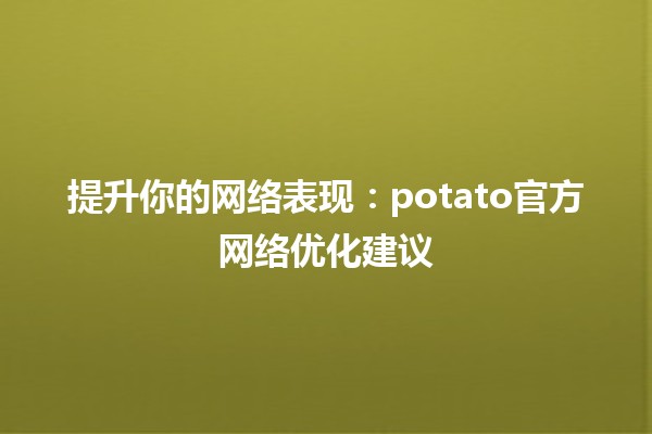 🍟提升你的网络表现：potato官方网络优化建议