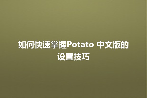 📱如何快速掌握Potato 中文版的设置技巧🚀