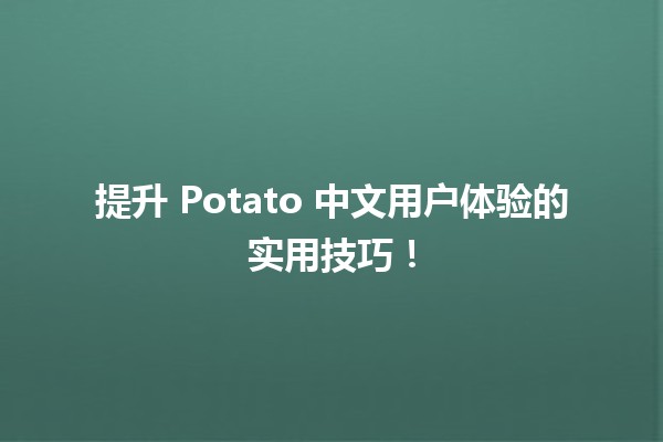 🚀 提升 Potato 中文用户体验的实用技巧！🥔