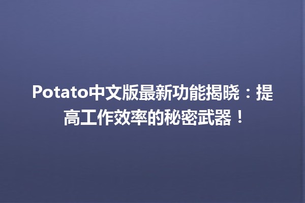 🥔 Potato中文版最新功能揭晓：提高工作效率的秘密武器！