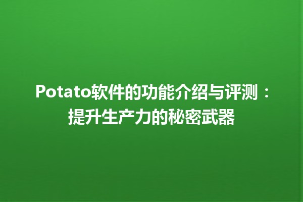 ✨ Potato软件的功能介绍与评测：提升生产力的秘密武器 🥔