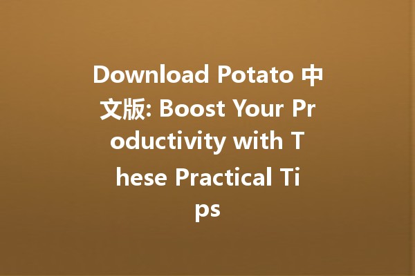 Download Potato 中文版: Boost Your Productivity with These Practical Tips 🚀🥔