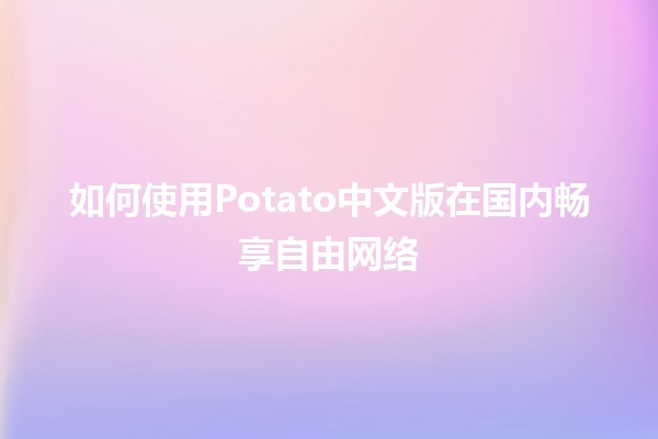 如何使用Potato中文版在国内畅享自由网络🌐🚀