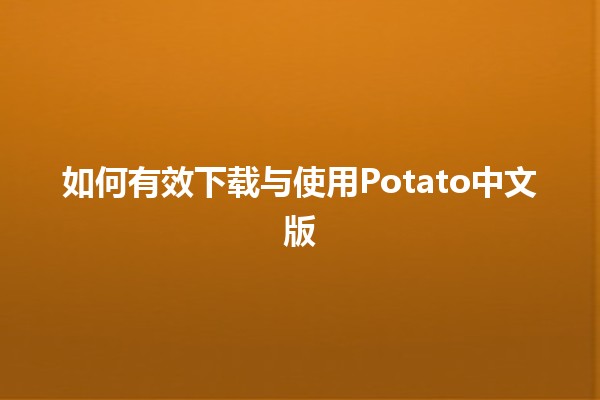 🎉 如何有效下载与使用Potato中文版 🚀