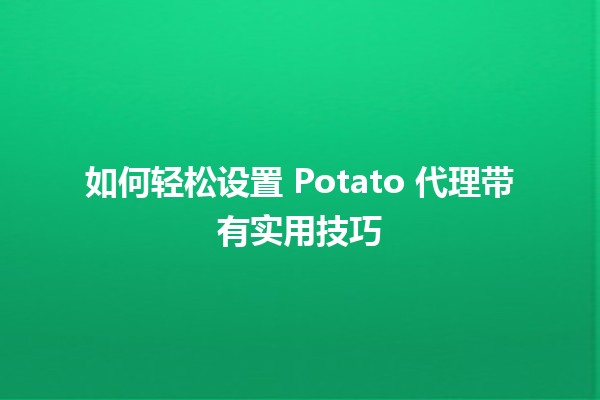 如何轻松设置 Potato 代理带有实用技巧🥔✨