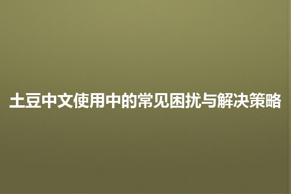 🔍 土豆中文使用中的常见困扰与解决策略 🥔