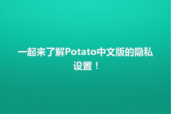 🎉 一起来了解Potato中文版的隐私设置！🌐