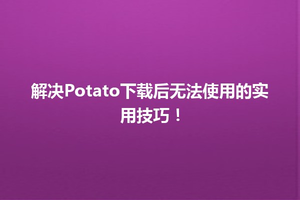 🥔 解决Potato下载后无法使用的实用技巧！✨