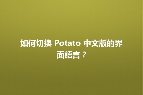 如何切換 Potato 中文版的界面語言？🌐🖥️