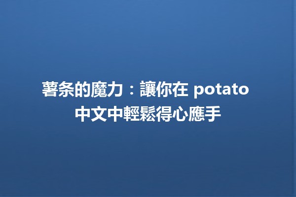 薯条的魔力🍟：讓你在 potato 中文中輕鬆得心應手