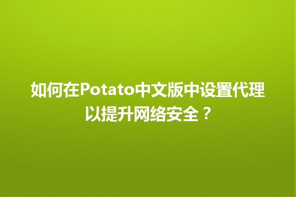 🍟 如何在Potato中文版中设置代理以提升网络安全？