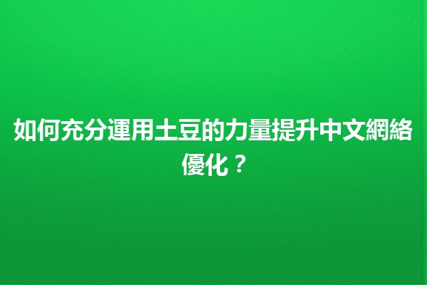 如何充分運用🥔土豆的力量提升中文網絡優化？