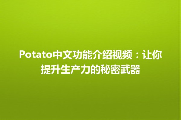 Potato中文功能介绍视频🎥：让你提升生产力的秘密武器🛠️