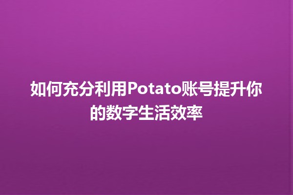 🍟 如何充分利用Potato账号提升你的数字生活效率 🚀