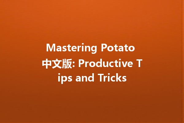 Mastering Potato 中文版: Productive Tips and Tricks 🍟