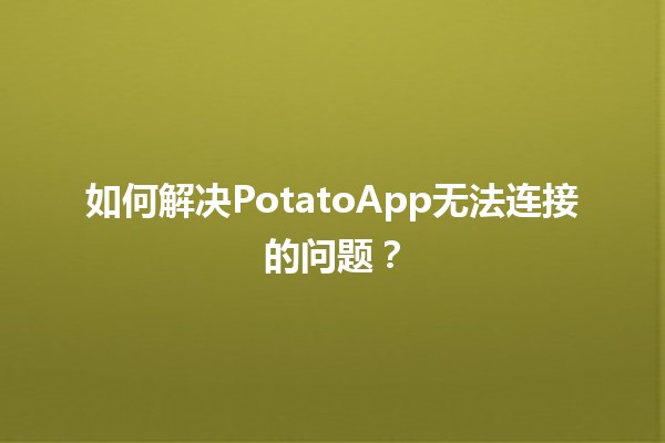 🍟如何解决PotatoApp无法连接的问题？🚀