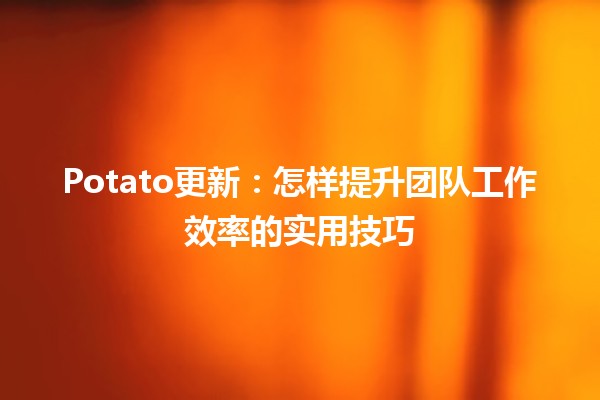 🥔 Potato更新：怎样提升团队工作效率的实用技巧