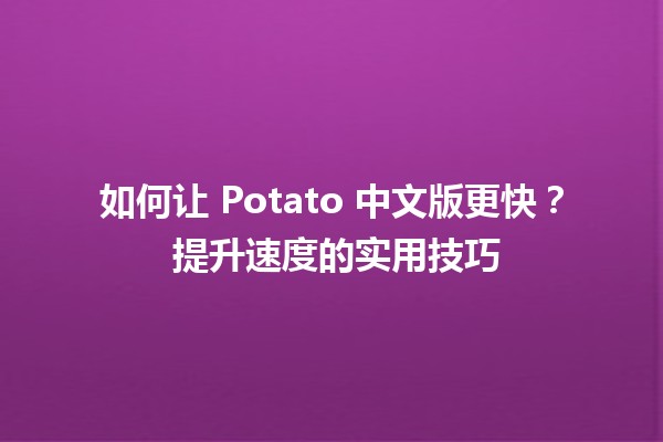 如何让 Potato 中文版更快？🚀 提升速度的实用技巧