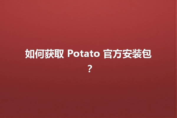 如何获取 Potato 官方安装包？🚀🛠️