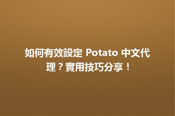 🎮 如何有效設定 Potato 中文代理？實用技巧分享！