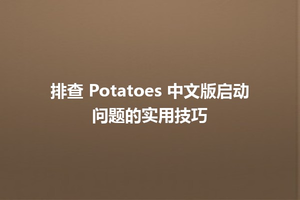 🎉 排查 Potatoes 中文版启动问题的实用技巧 🍟