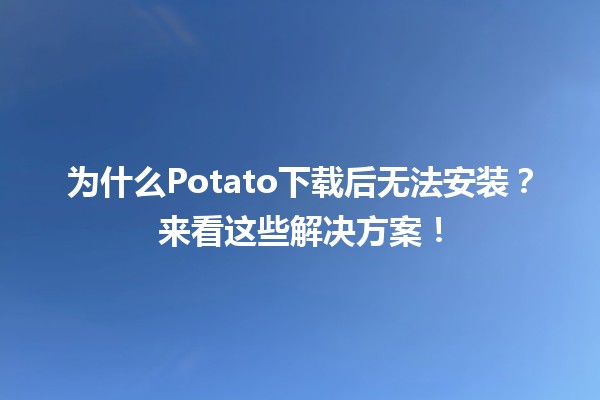 🚫 为什么Potato下载后无法安装？来看这些解决方案！💻