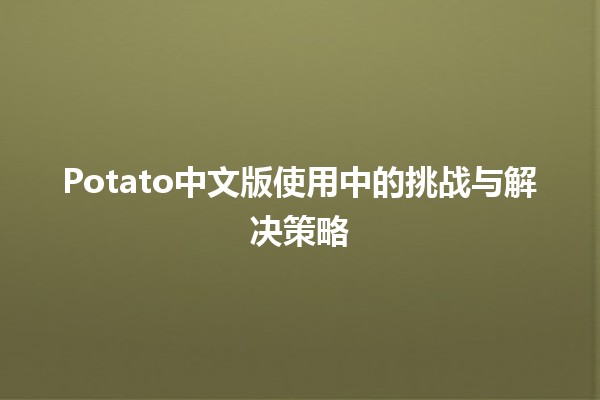 💻 Potato中文版使用中的挑战与解决策略🎮