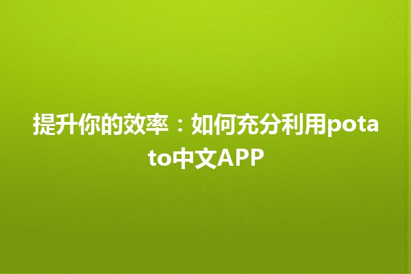 🚀提升你的效率：如何充分利用potato中文APP✨