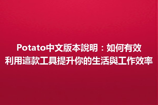 Potato中文版本說明🍟💻：如何有效利用這款工具提升你的生活與工作效率