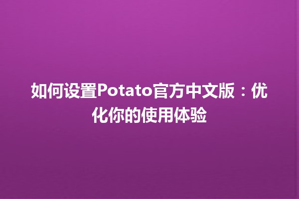 如何设置Potato官方中文版🍟：优化你的使用体验