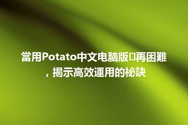 當用Potato中文电脑版不再困難，揭示高效運用的祕訣✨