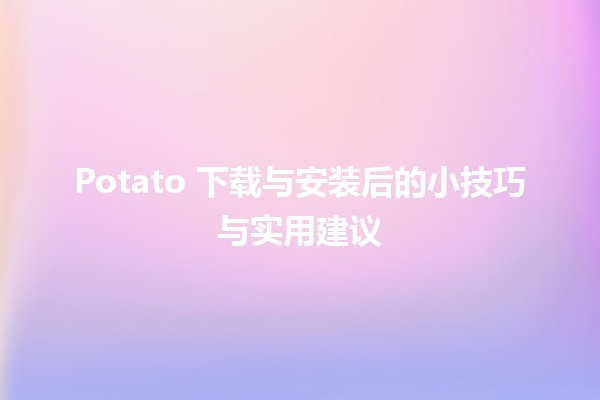 🍟 Potato 下载与安装后的小技巧与实用建议 🚀