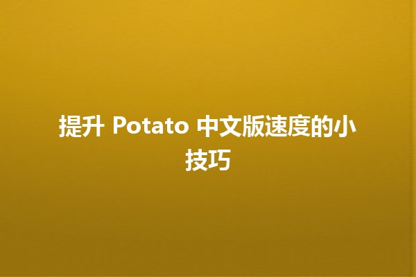 🚀 提升 Potato 中文版速度的小技巧 🥔