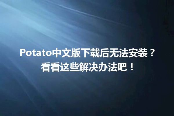 🥔 Potato中文版下载后无法安装？看看这些解决办法吧！✨