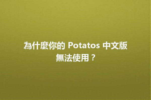 為什麼你的 Potatos 中文版無法使用？🔧🌐