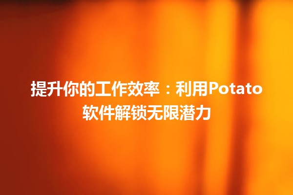 🥔提升你的工作效率：利用Potato软件解锁无限潜力🚀