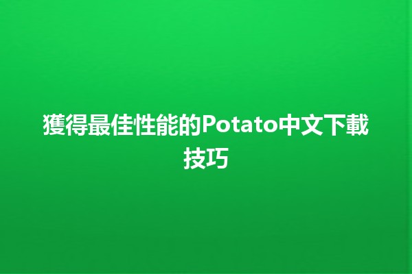 獲得最佳性能的Potato中文下載技巧🥔