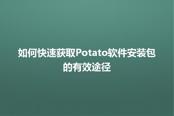 如何快速获取Potato软件安装包的有效途径🚀💻