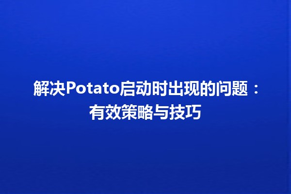 解决Potato启动时出现的问题🔧🍟：有效策略与技巧